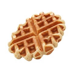 One crispy Belgian waffle isolated on white backgroud