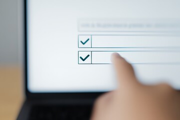 User Interacts With Web Form Data Privacy Checkbox on Laptop