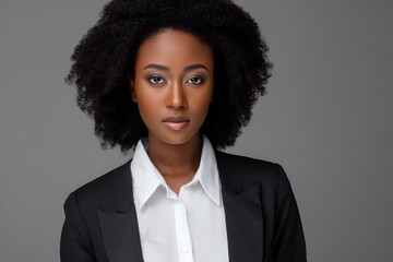 Woman Dressed in Business Attire With Natural Afro Hairstyle