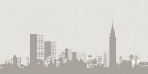 Fototapeta premium The city skyline shows modern skyscrapers and a well-known tower as day breaks, creating a tranquil ambiance