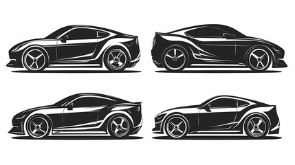 Fototapeta premium Silhouette illustrations of four sport cars.
