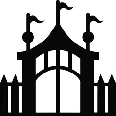 amusement park gate icon black silhouette vector illustration on transparent background