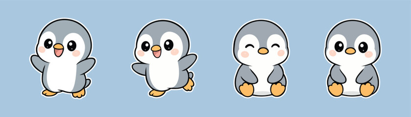 Adorable Cartoon Penguin Expressions Set