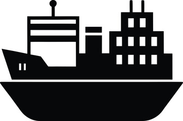 Fototapeta premium cargo ship icon black silhouette vector illustration on transparent background