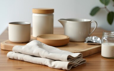 Zero-waste, plastic-free kitchen and household with coconut fiber, bamboo and reusable products for eco-friendly lifestyle. High quality