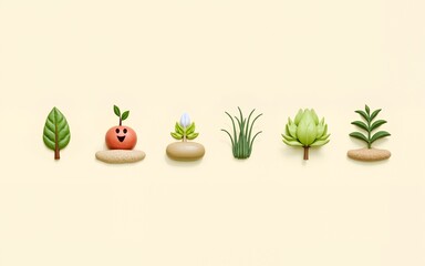 Eco-friendly lifestyle and sustainability icons on soft background. High quality