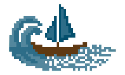 Fototapeta premium logo ship design illustration vector pixel art