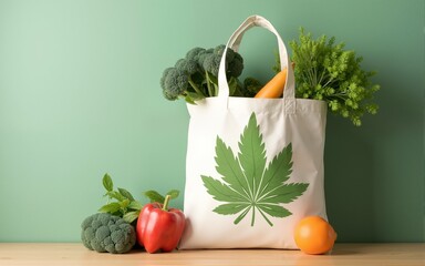 Reusable canvas tote bag eco-friendly sustainable shopping environmental protection durable natural fiber design ideal for groceries, featuring green leaf print and zero-waste lifestyle appeal
