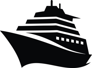 cruise ship icon black silhouette vector illustration on transparent background