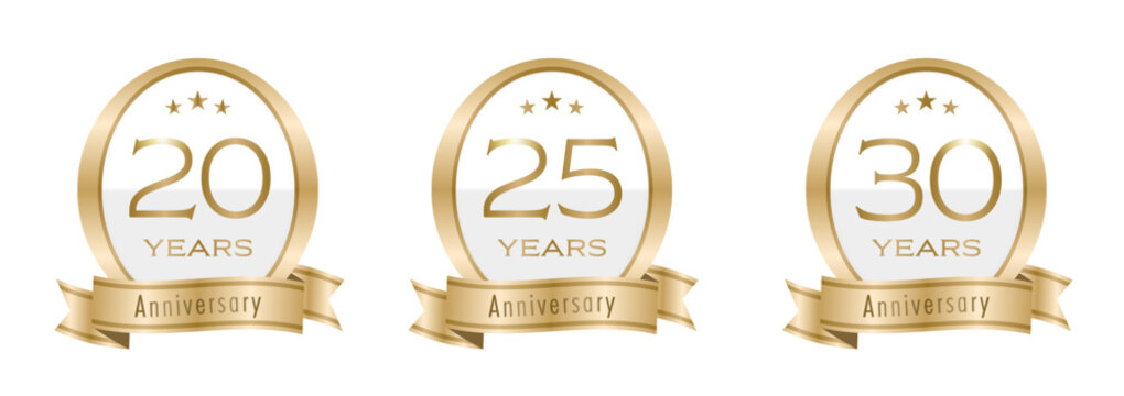 シンプルなモノクロのアニバーサリーロゴセット(5周年 10周年 15周年 20周年 25周年 30周年 40周年 50周年お祝い 周年記念 イベント 設立記念 anniversary celebration logo ベクター 編集可能)	