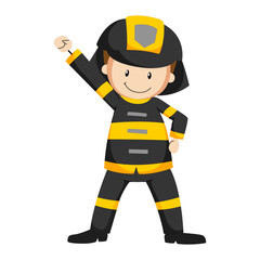 Emergency Ready Cartoon Firefighter Vector for Safety Awareness