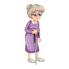 Elderly Woman Vector Illustration  A Gentle Grandmother