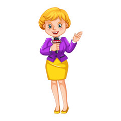 Female News Reporter Vector Illustration