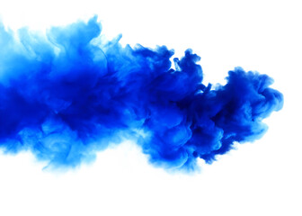 Vivid blue smoke explosion isolated on a transparent background