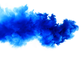 Vivid blue smoke explosion isolated on a transparent background