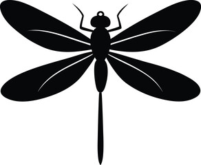 dragonfly icon black silhouette vector illustration on transparent background