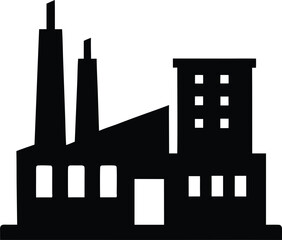 factory icon black silhouette vector illustration on transparent background