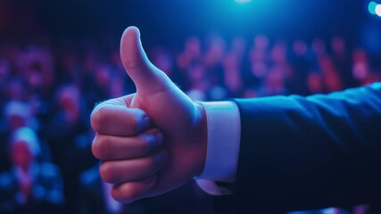 Person in Suit Gives Thumbs Up in Approval