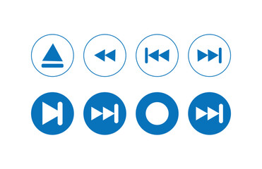 Media player button icons. Play and pause buttons, video audio player, media player icon symbol. Vector Illustration EPS 10.