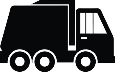 garbage truck icon black silhouette vector illustration on transparent background