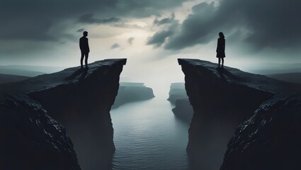 Relationship Gap: Distant Couple on Cliff Edges Overcoming Challenges