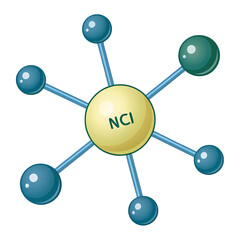 Simplified Molecular Structure NCbased Compound isolated on transparent background