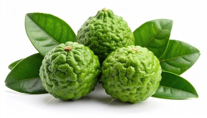 Fototapeta premium Fresh bergamot fruit with leaves (1)