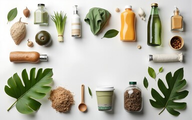 Zero waste, Recycling, Sustainable lifestyle concept, flat lay. High quality