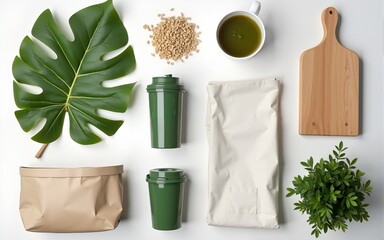Zero waste, Recycling, Sustainable lifestyle concept, flat lay. High quality