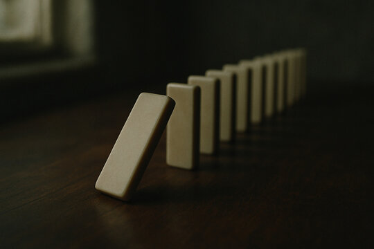 The Inevitable Cascade: A Domino Effect in Shadow