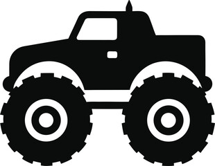 monster truck icon black silhouette vector illustration on transparent background