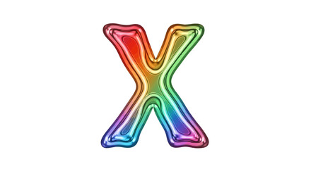 Vector letter x rainbow colorful alphabet design shiny glossy vibrant font graphic illustration isolated on white background