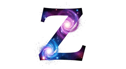 Vector letter z galaxy space cosmic nebula stars universe astronomy science education wallpaper design illustration