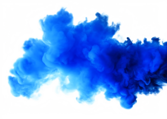 Vibrant blue smoke explosion isolated on a transparent background