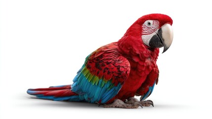 Obraz premium Red macaw isolated white background