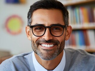 Obraz premium Smiling Man Wearing Glasses, Portrait Photo