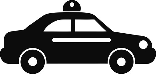 police car icon black silhouette vector illustration on transparent background