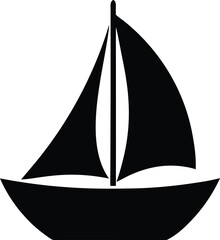 sailboat icon black silhouette vector illustration on transparent background