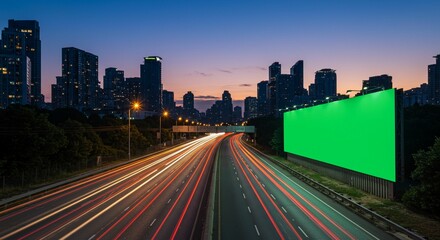 Fototapeta premium Blank billboard city highway dusk