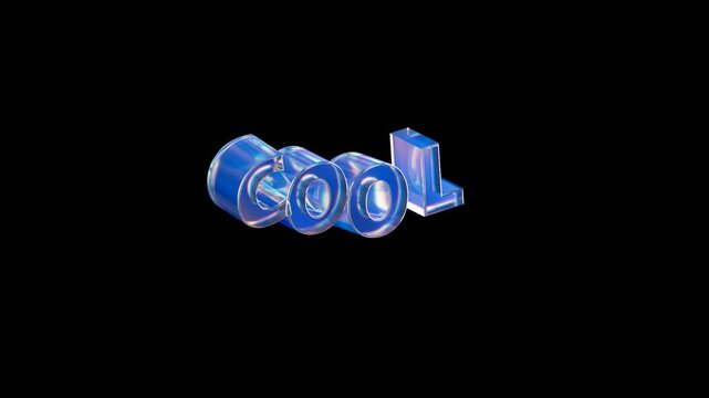 Cool Word Iridescent 3D Animated Word on Transparent Background