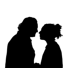 Silhouette of Man and Woman Facing Each Other