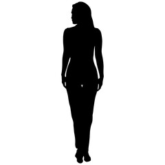 Silhouette of Standing Woman in Profile