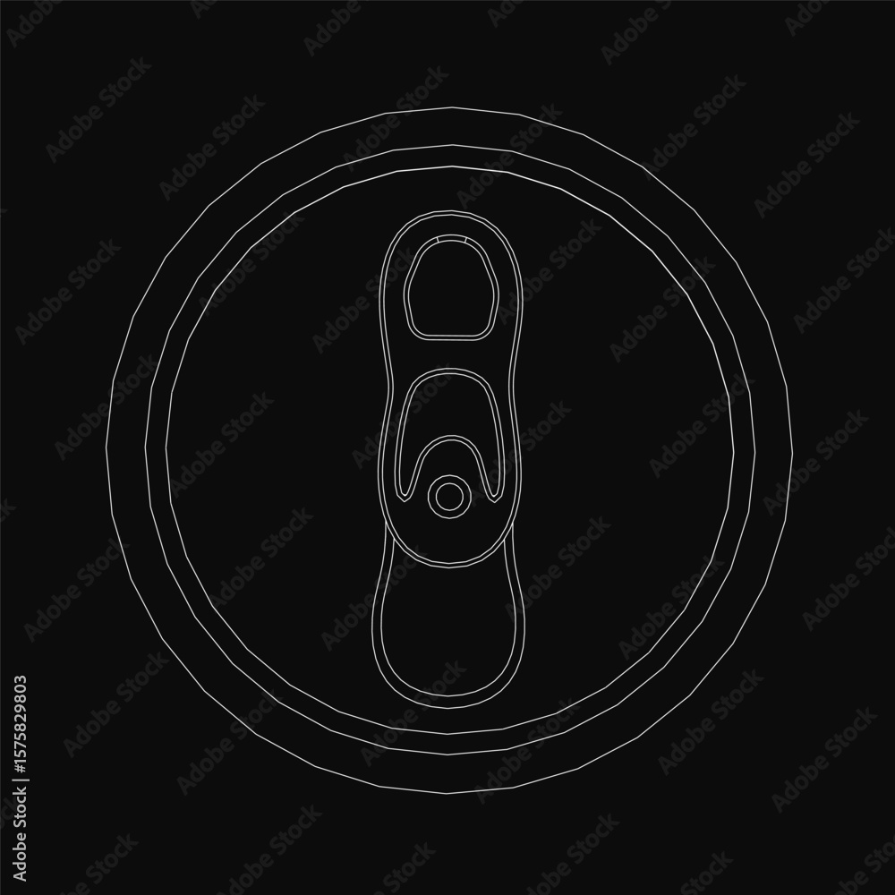 Aufkleber a black and white line drawing of a can opener centered inside a circle on a dark background. the de