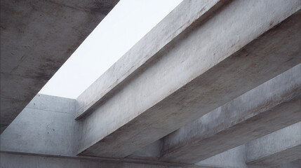 Concrete beams above train tracks create minimalist architectural view