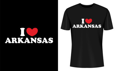 I Love Kansas and Arkansas T Shirt Design with Heart Graphic