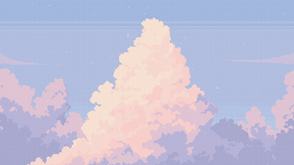 atmosphere cloud view landscape in pixel art style