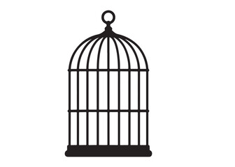 bird in a cage logo design silhouette vectors illustration, bird in a cage silhouette vector logo, silhouette birdcage vector logo, vintage black birdcage logo silhouettes vector on a white background