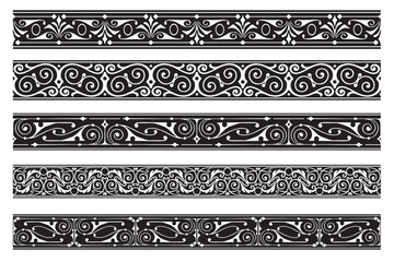 Set of decorative seamless ornamental border - Vector modular