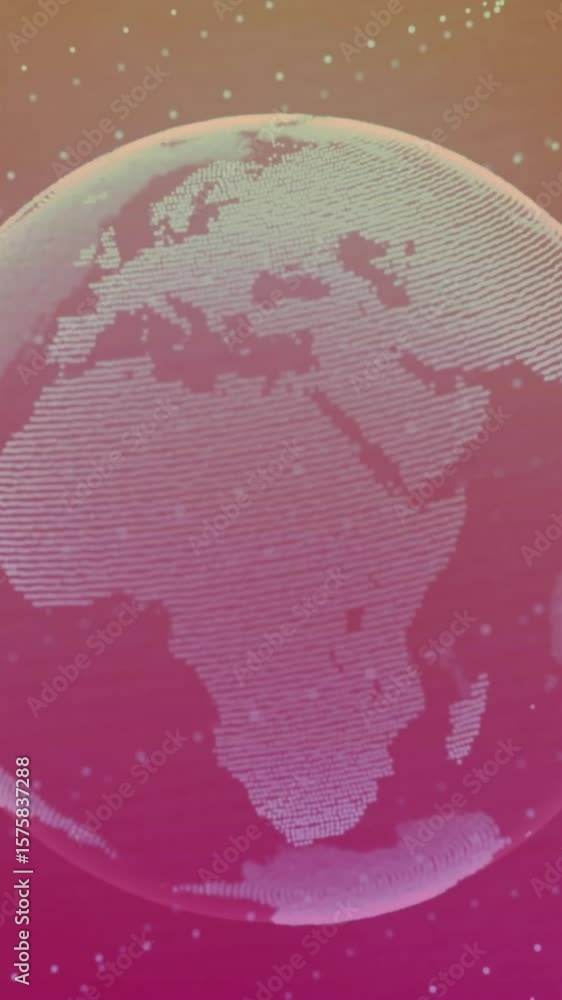 Aufkleber animation of network of connections with globe on pink background