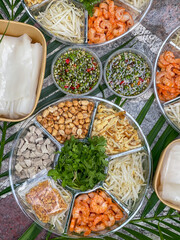 Fresh vegetables, beans, flour, complementing the food plate Thailand.